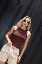 Set Short Nude y top Café