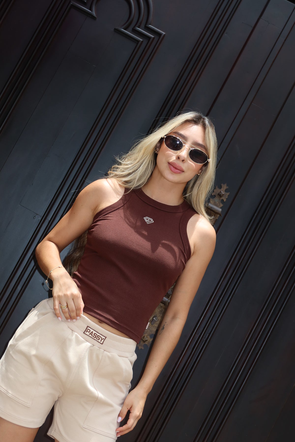 Set Short Nude y top Café