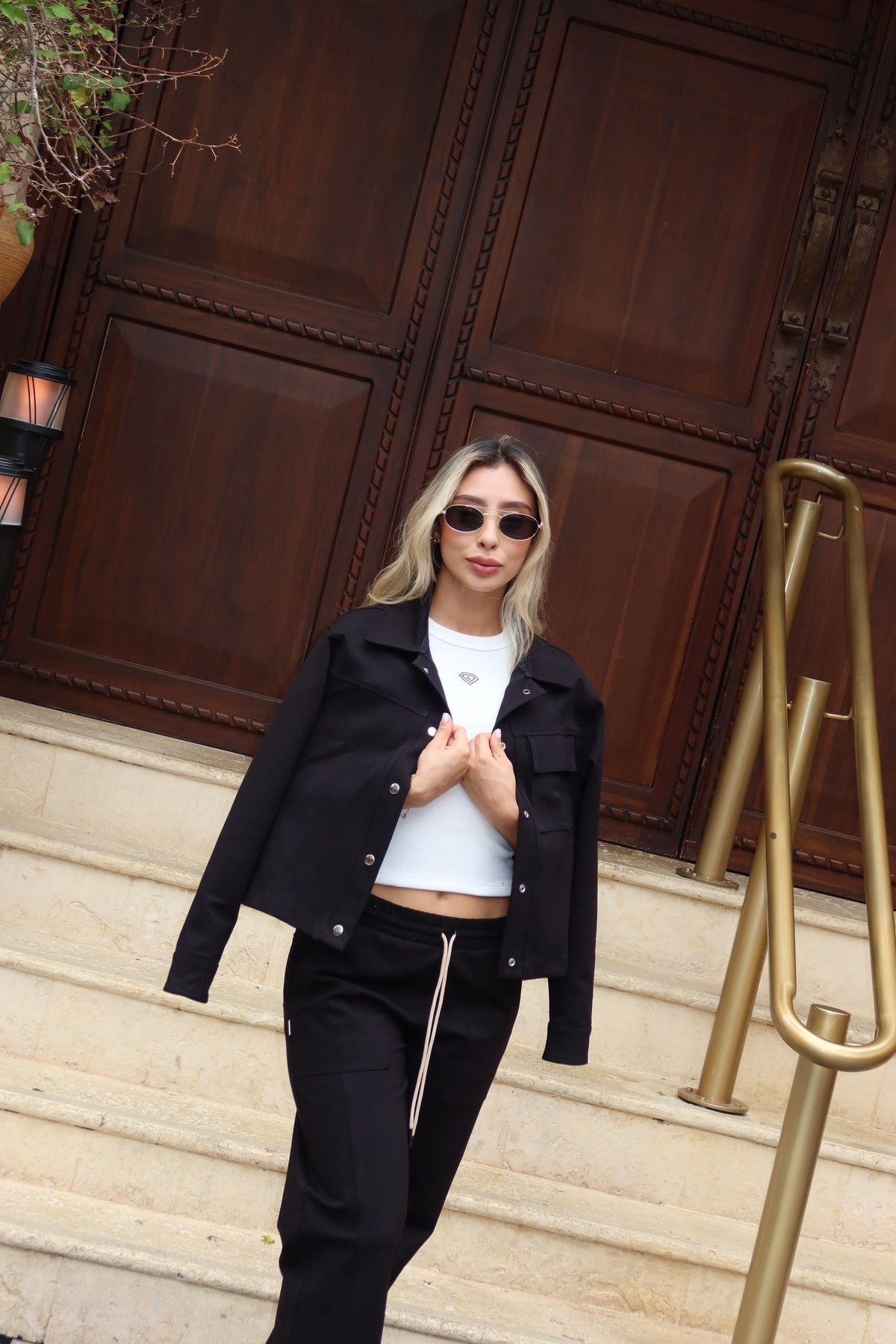 Set Aura Negro De Chaqueta y Sudadera Bota Recta