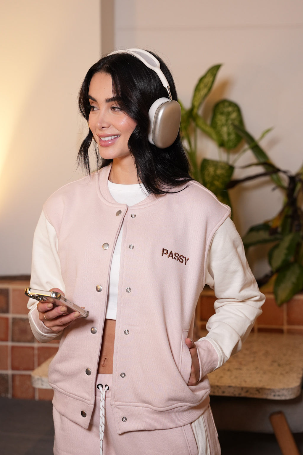 Set Pétalo Palo De Rosa De Chaqueta y Sudadera Bota Recta