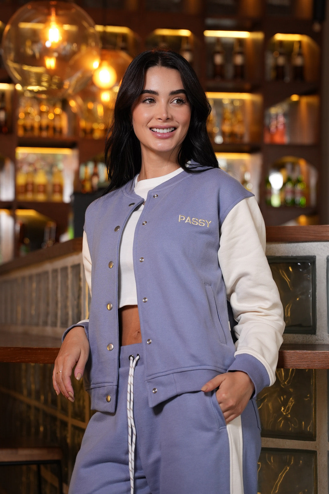 Set Cielo Azul Claro De Chaqueta y Sudadera Bota Recta