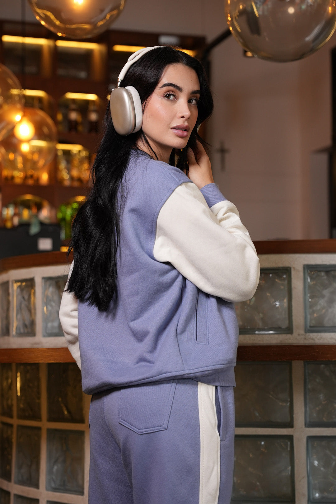 Set Cielo Azul Claro De Chaqueta y Sudadera Bota Recta