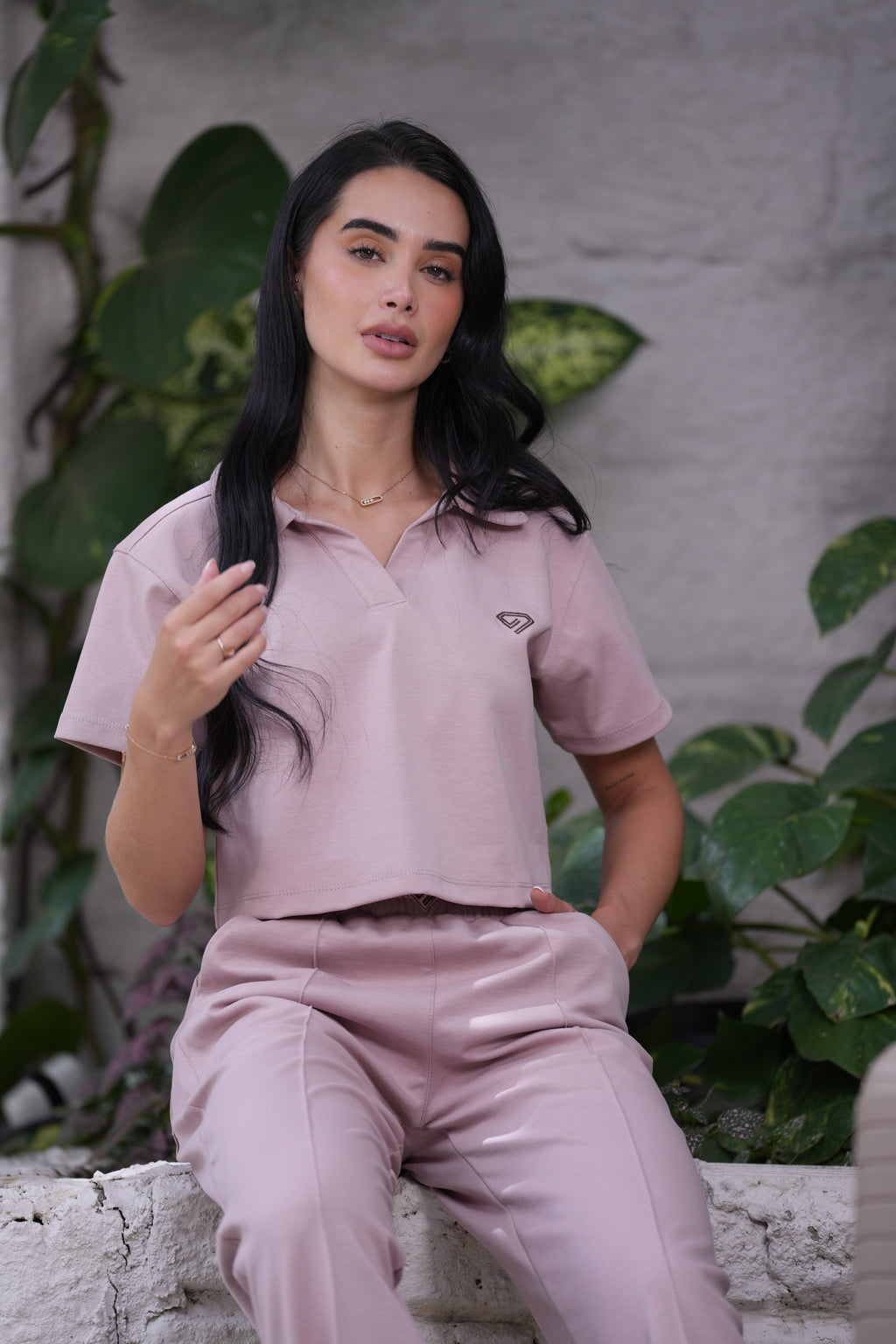 Set Pureza Rosado De Polo Y Sudadera Bota Recta