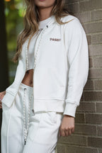 Set Clásico Marfil De Chaqueta y Sudadera Bota Recta
