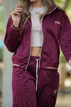 Set Carmesí Uva De Chaqueta y Sudadera Bota Recta
