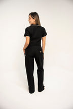 Set Negro De Camiseta Tipo Polo y Sudadera Bota Recta