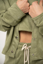 Chaqueta Tipo Camisa Con Botones Color Verde Oliva