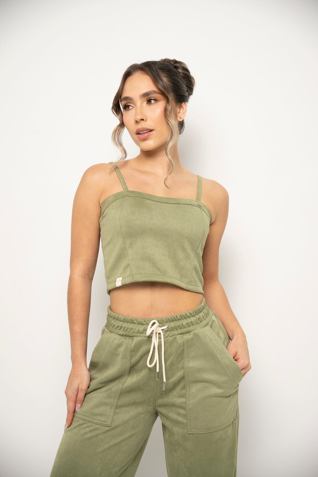 Top Corto Color Verde Oliva