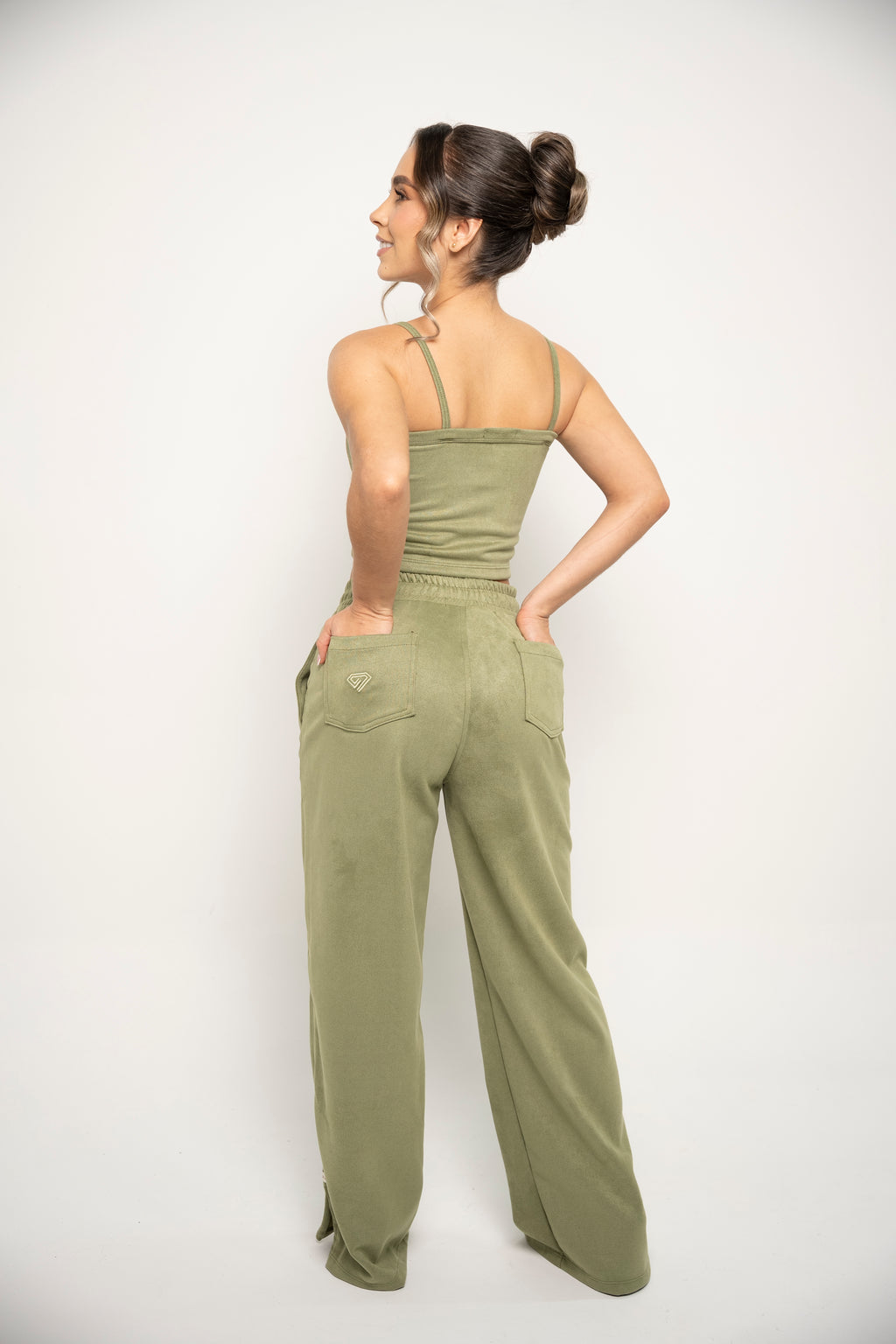 Set De Chaqueta, Top Y Sudadera Para Mujer Color Verde Oliva