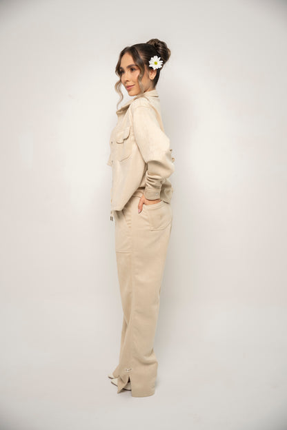 SET DE CHAQUETA, TOP Y SUDADERA PARA MUJER COLOR PIEL