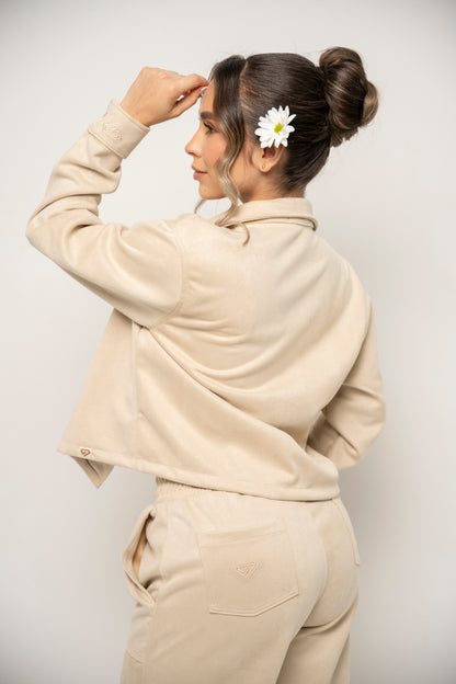 SET DE CHAQUETA, TOP Y SUDADERA PARA MUJER COLOR PIEL