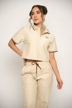 Camisa Tipo Polo Color Mantequilla
