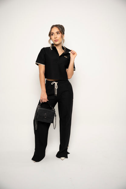 SET DE CAMISETA Y SUDADERA PARA MUJER COLOR NEGRO