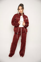 Chaqueta Con Cierre Color Vinotinto