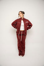 Chaqueta Con Cierre Color Vinotinto