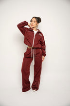 Chaqueta Con Cierre Color Vinotinto
