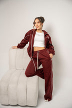 Chaqueta Con Cierre Color Vinotinto