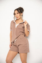 Camisa Tipo Polo Color Café