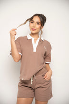 Camisa Tipo Polo Color Café