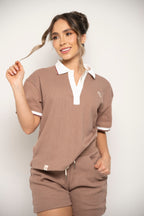Camisa Tipo Polo Color Café