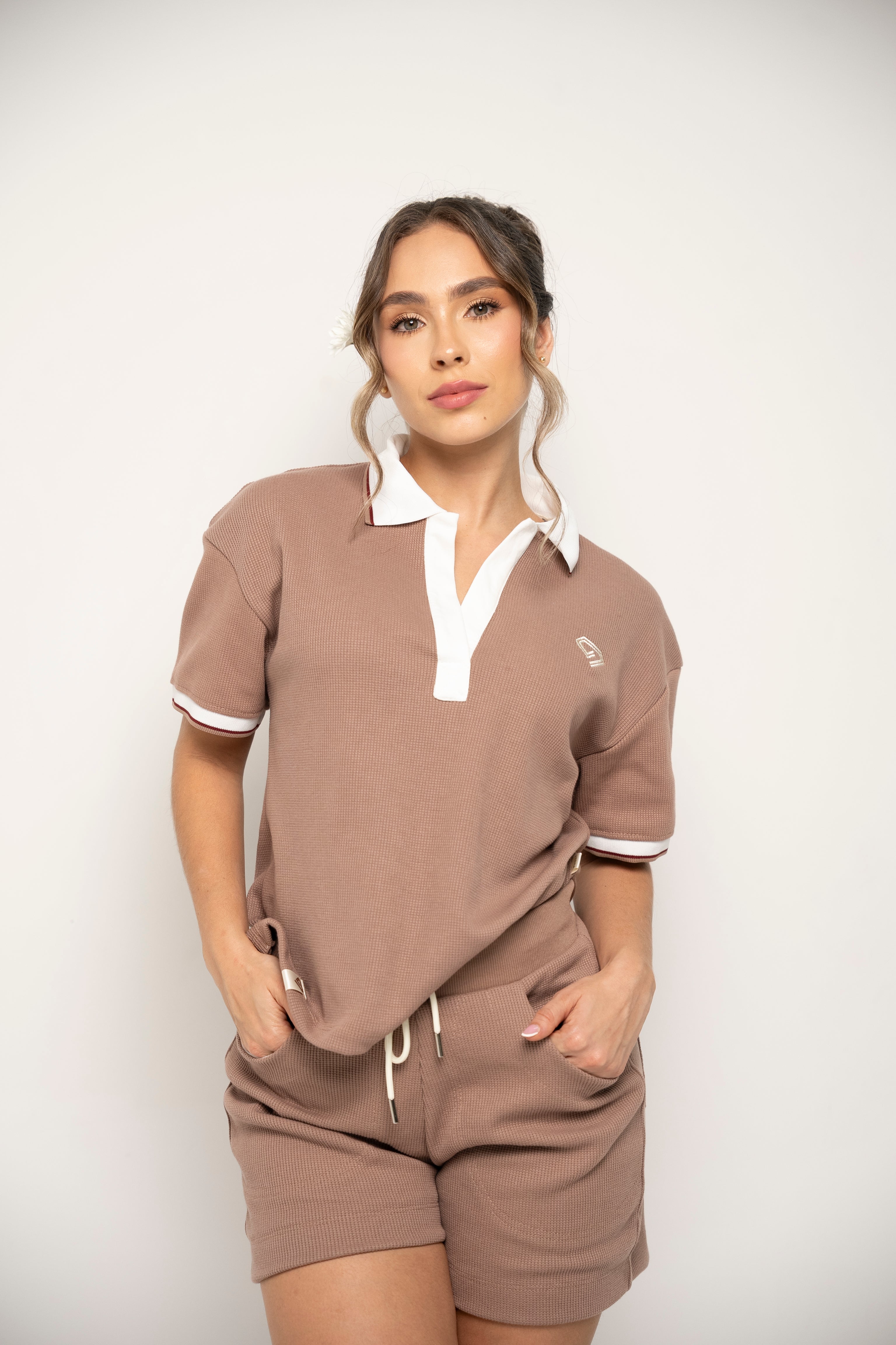 Set De Short Y Camiseta Para Mujer Color Café