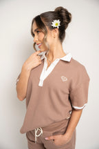 Set De Short Y Camiseta Para Mujer Color Café