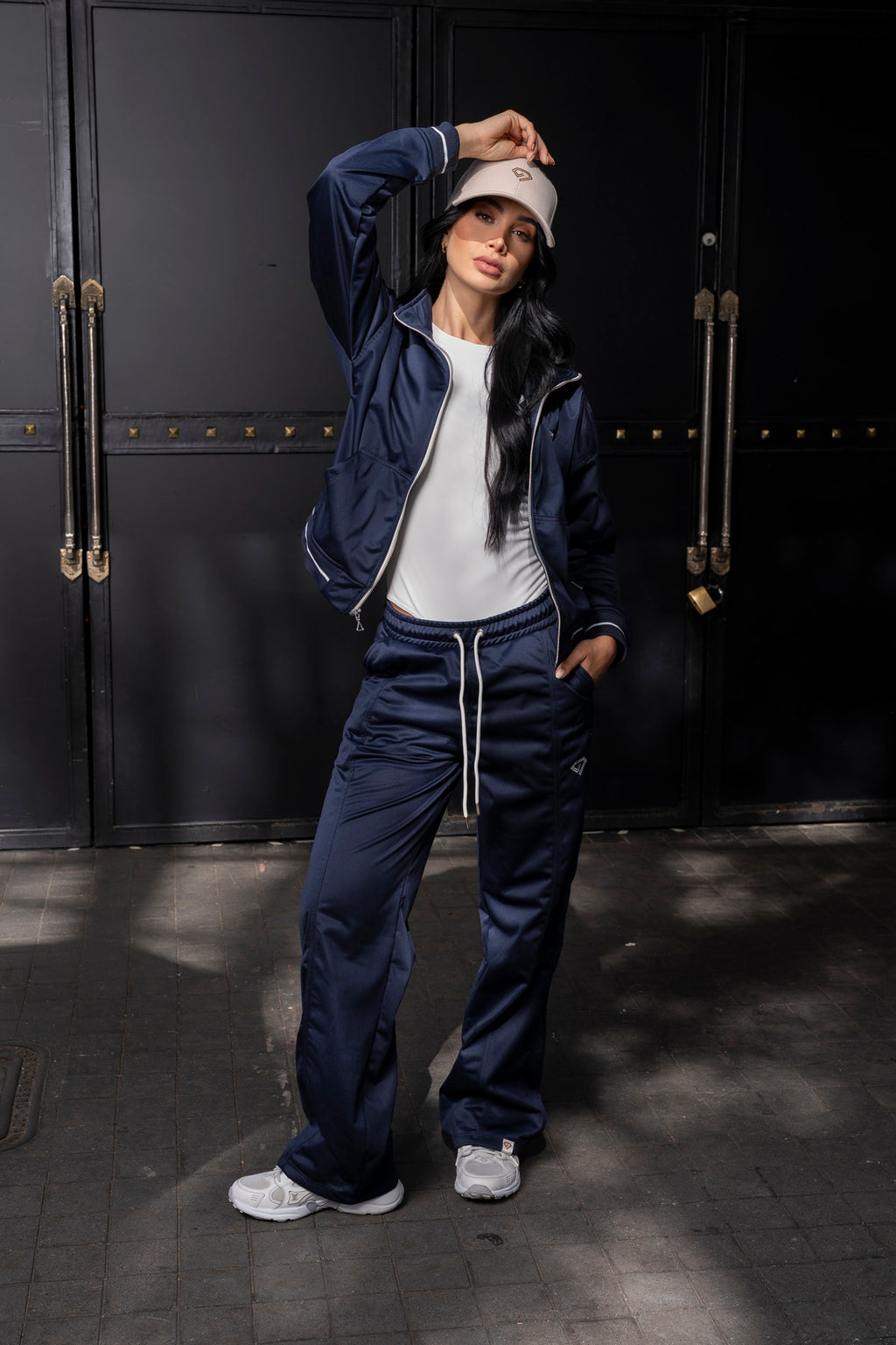 Set Estambul Azul Oscuro De Chaqueta y Sudadera Bota Recta