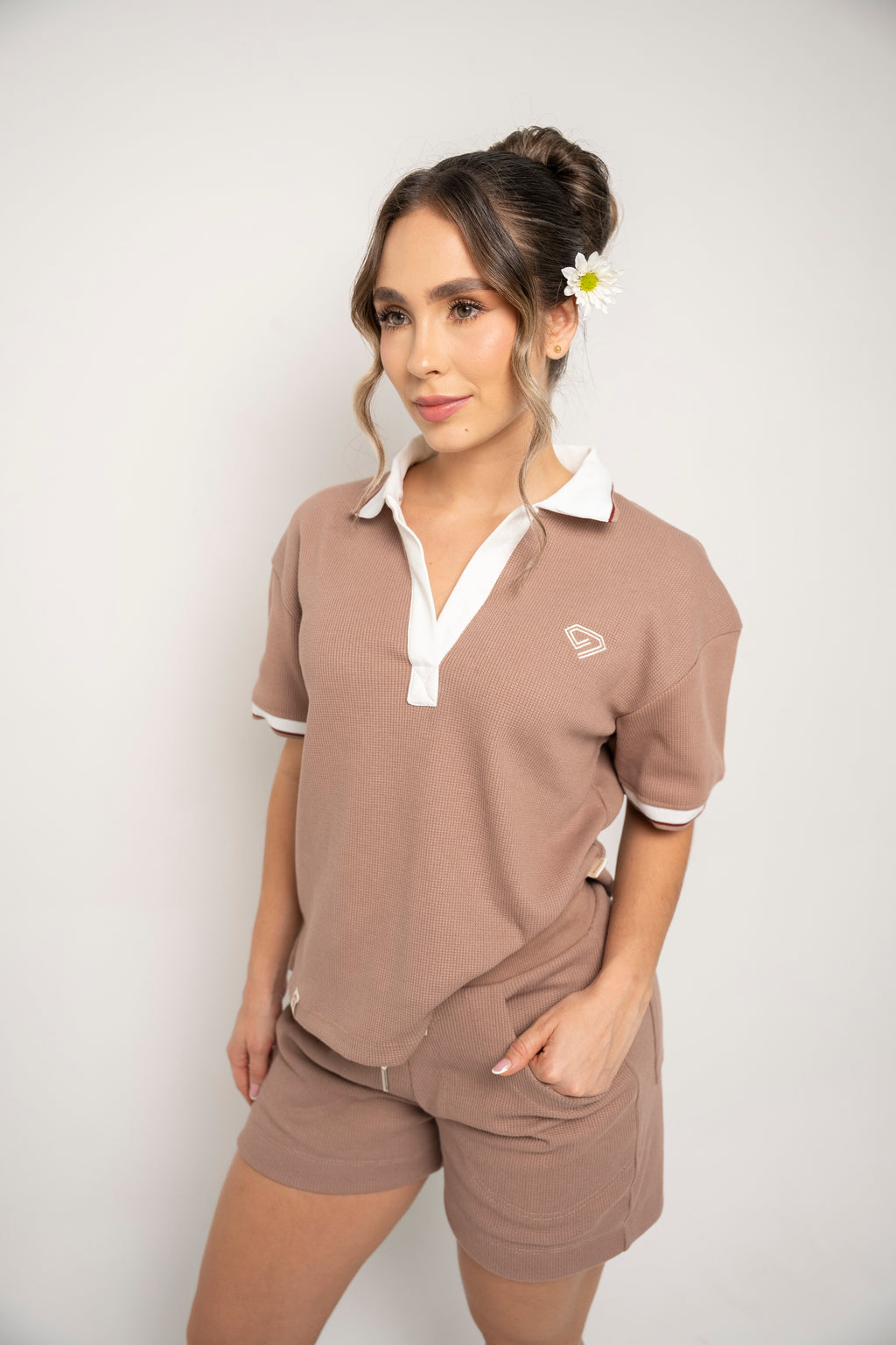 Set De Short Y Camiseta Para Mujer Color Café