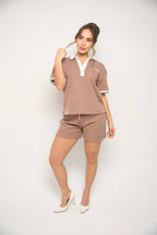 Camisa Tipo Polo Color Café