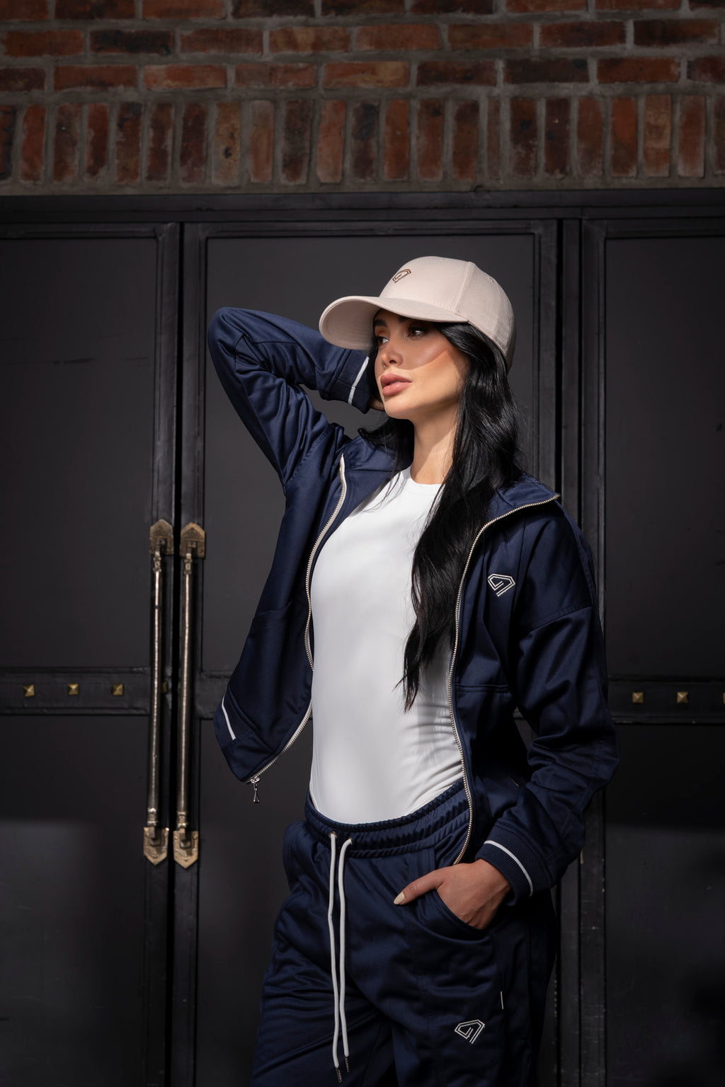 Set Estambul Azul Oscuro De Chaqueta y Sudadera Bota Recta