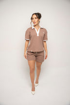 Camisa Tipo Polo Color Café