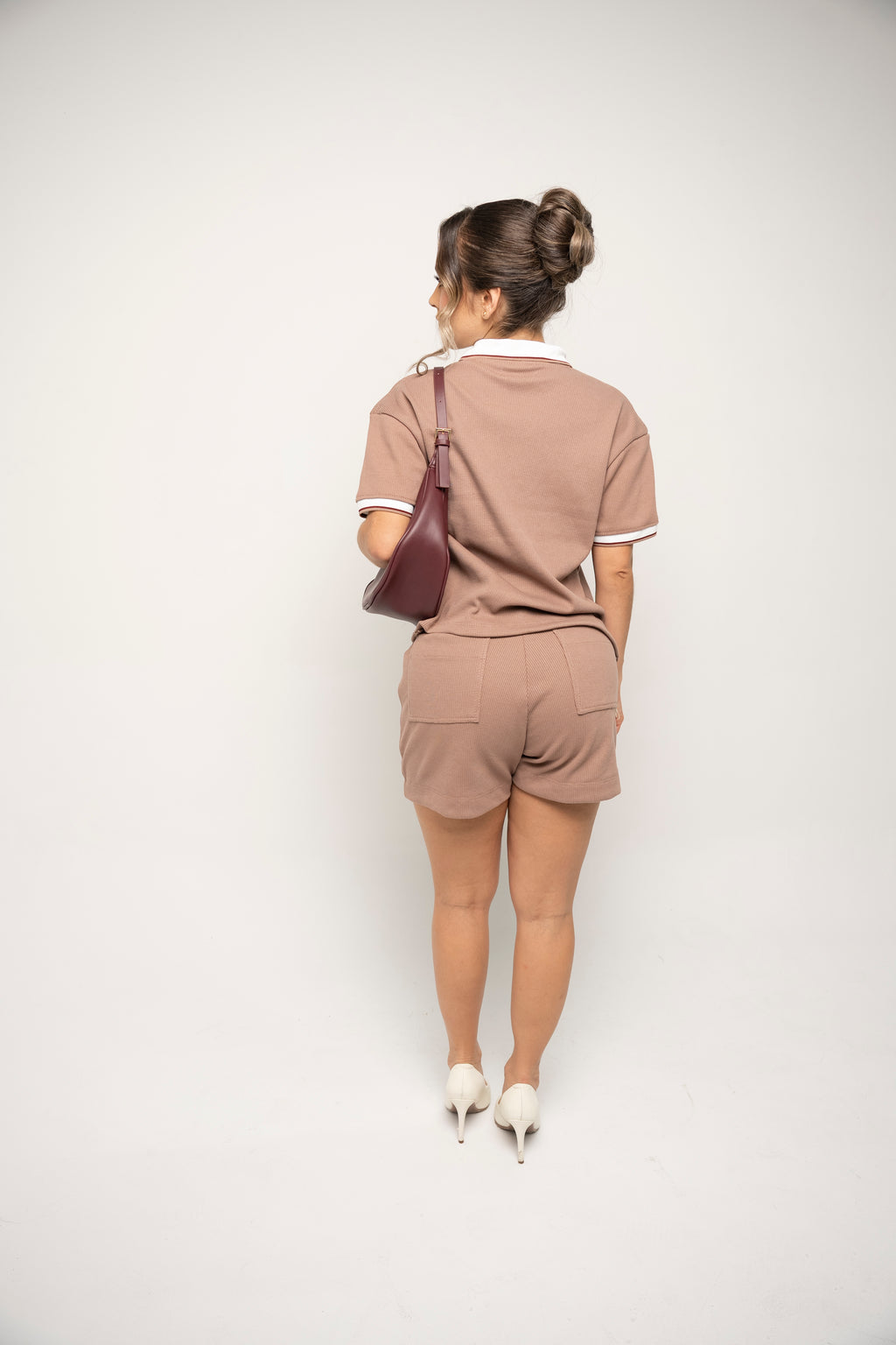 Set De Short Y Camiseta Para Mujer Color Café