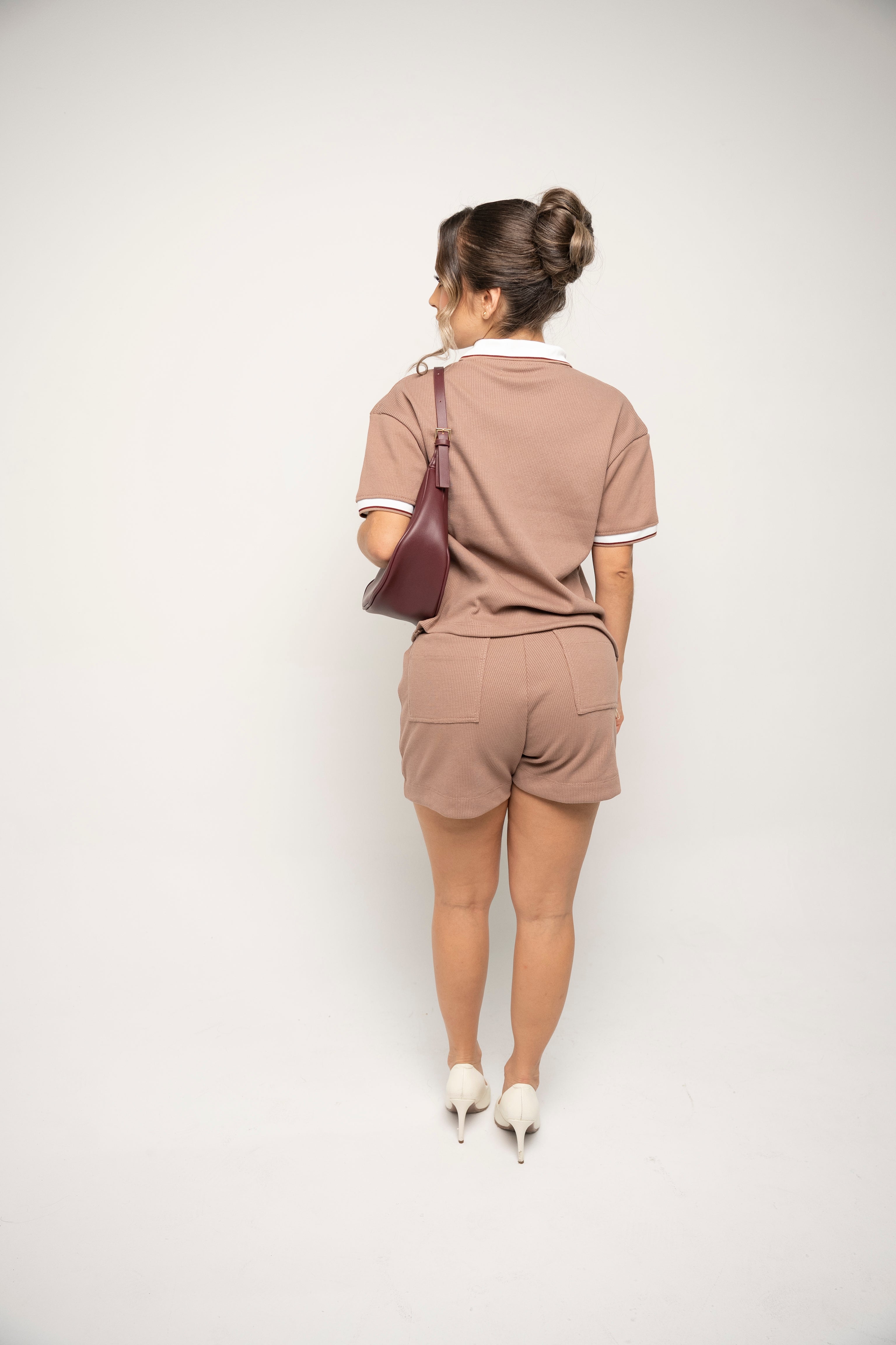 Set De Short Y Camiseta Para Mujer Color Café