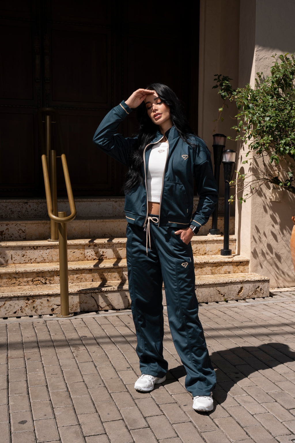 Set Bali Verde Esmeralda De Chaqueta y Sudadera Bota Recta