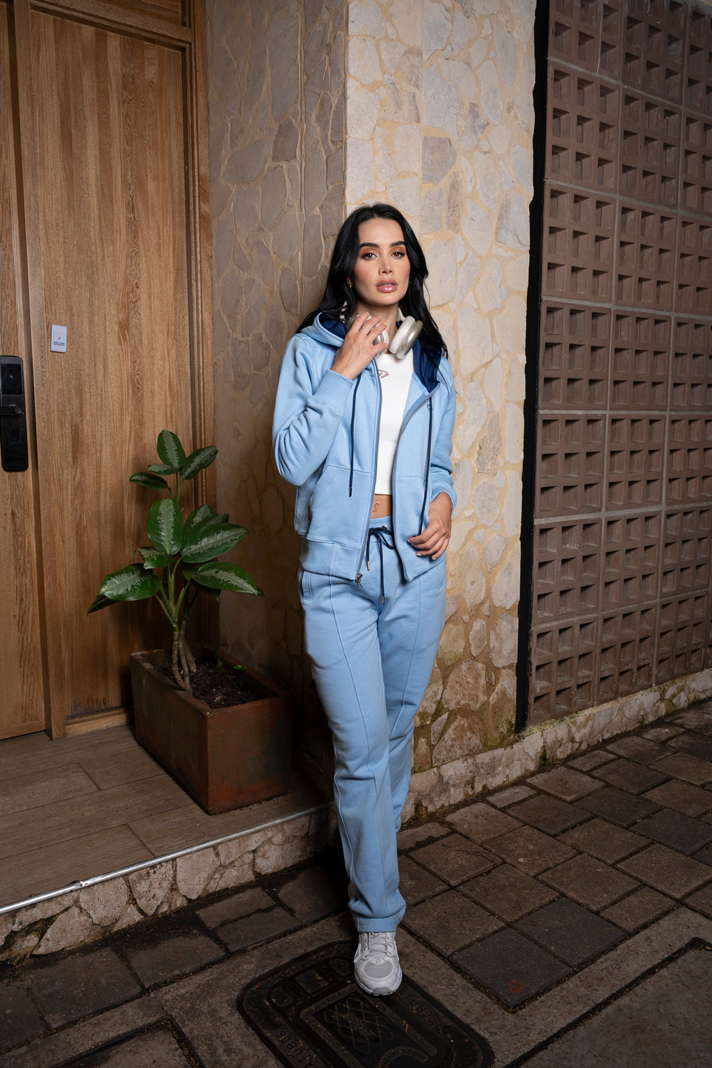 Set Santorini Azul De Chaqueta y Sudadera Bota Recta