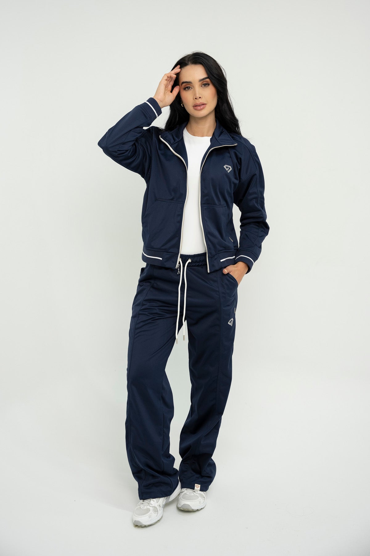 Set Estambul Azul Oscuro De Chaqueta y Sudadera Bota Recta