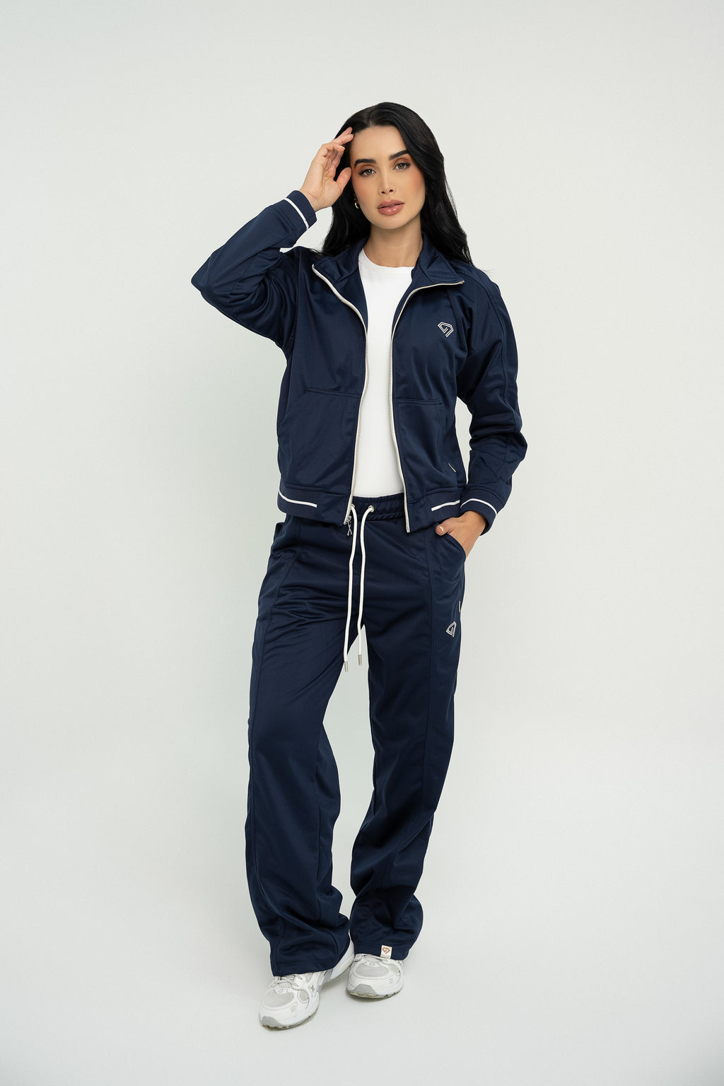 Set Estambul Azul Oscuro De Chaqueta y Sudadera Bota Recta