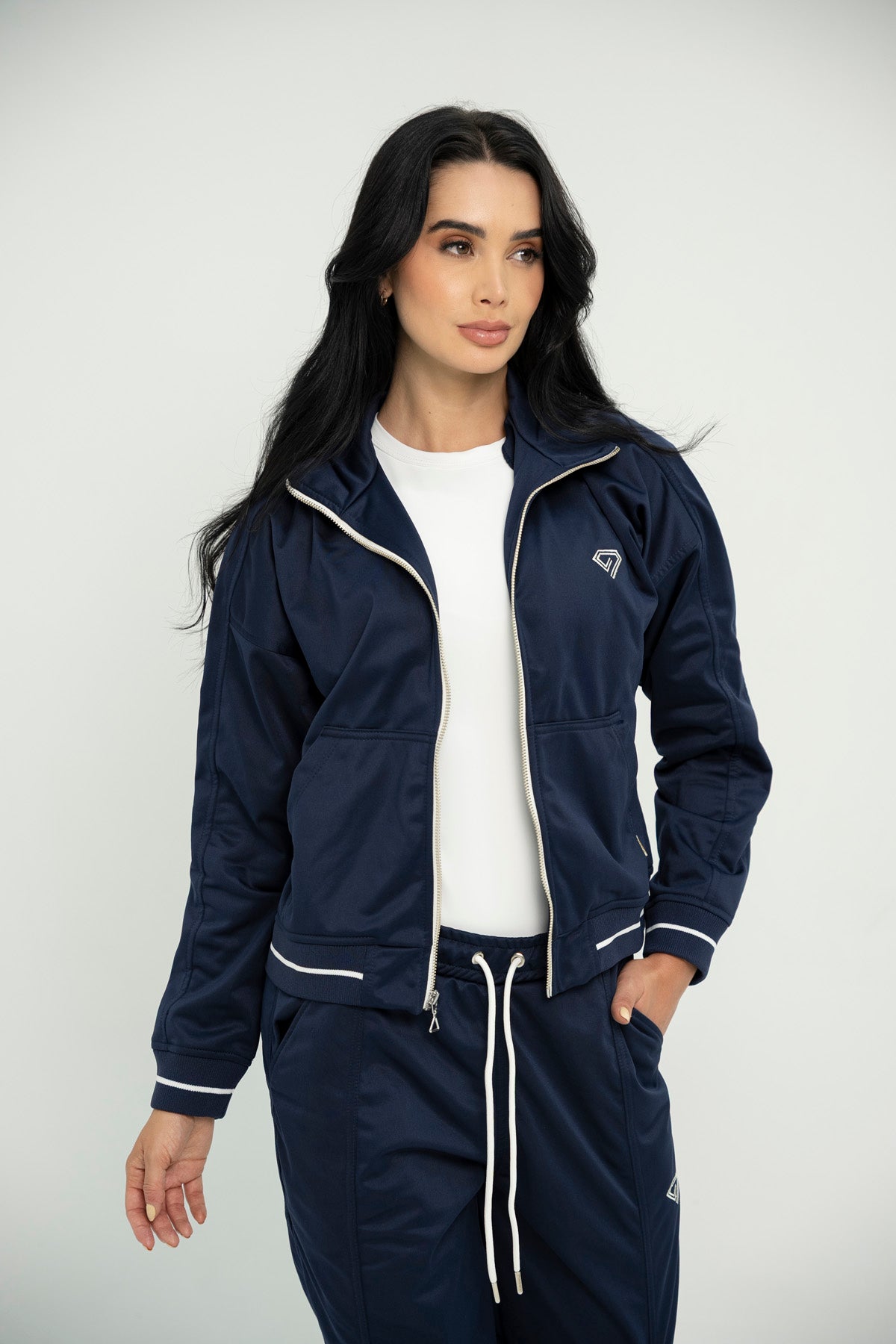 Set Estambul Azul Oscuro De Chaqueta y Sudadera Bota Recta