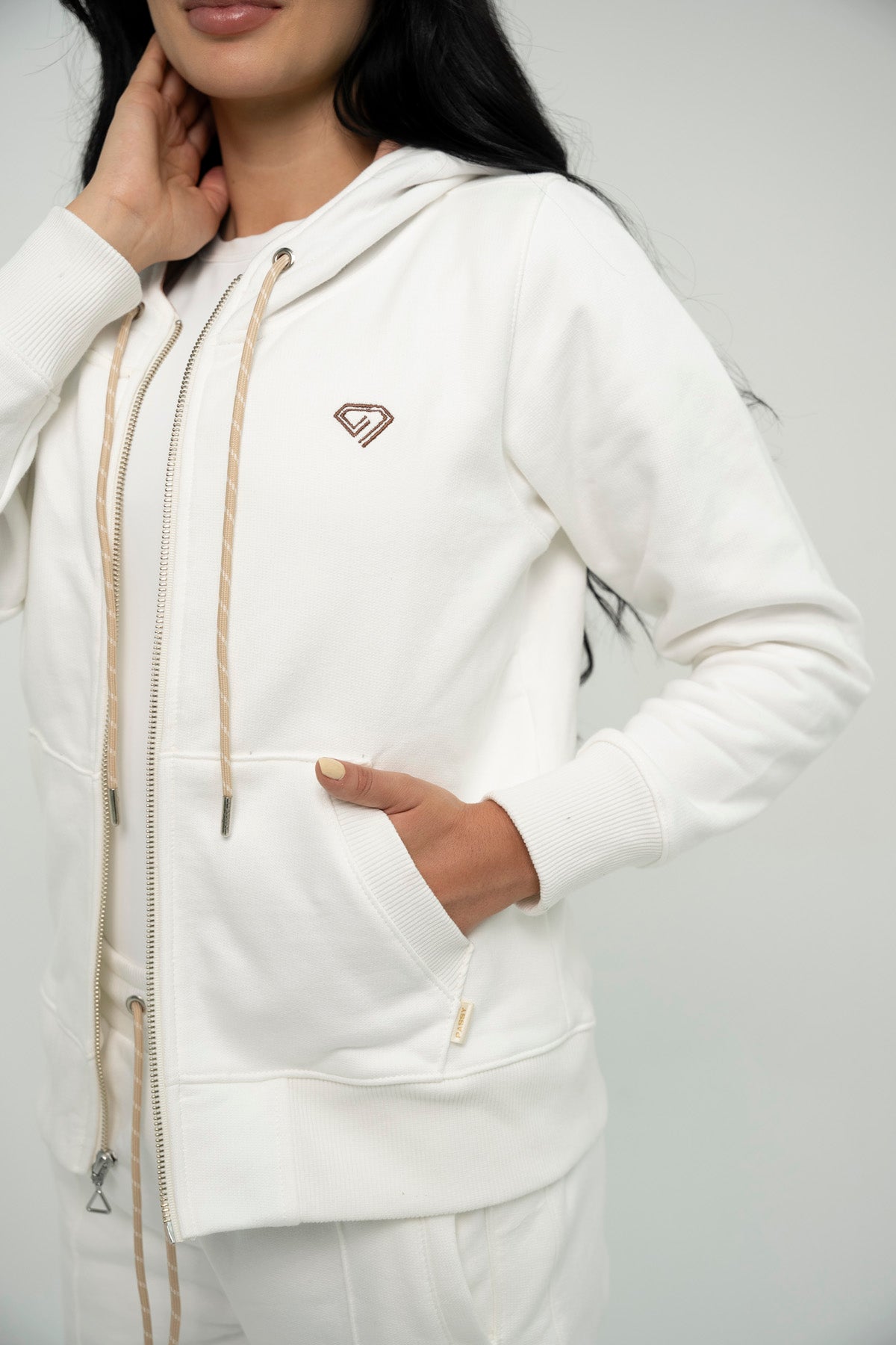 Chaqueta con Cremallera Monaco Color Marfil