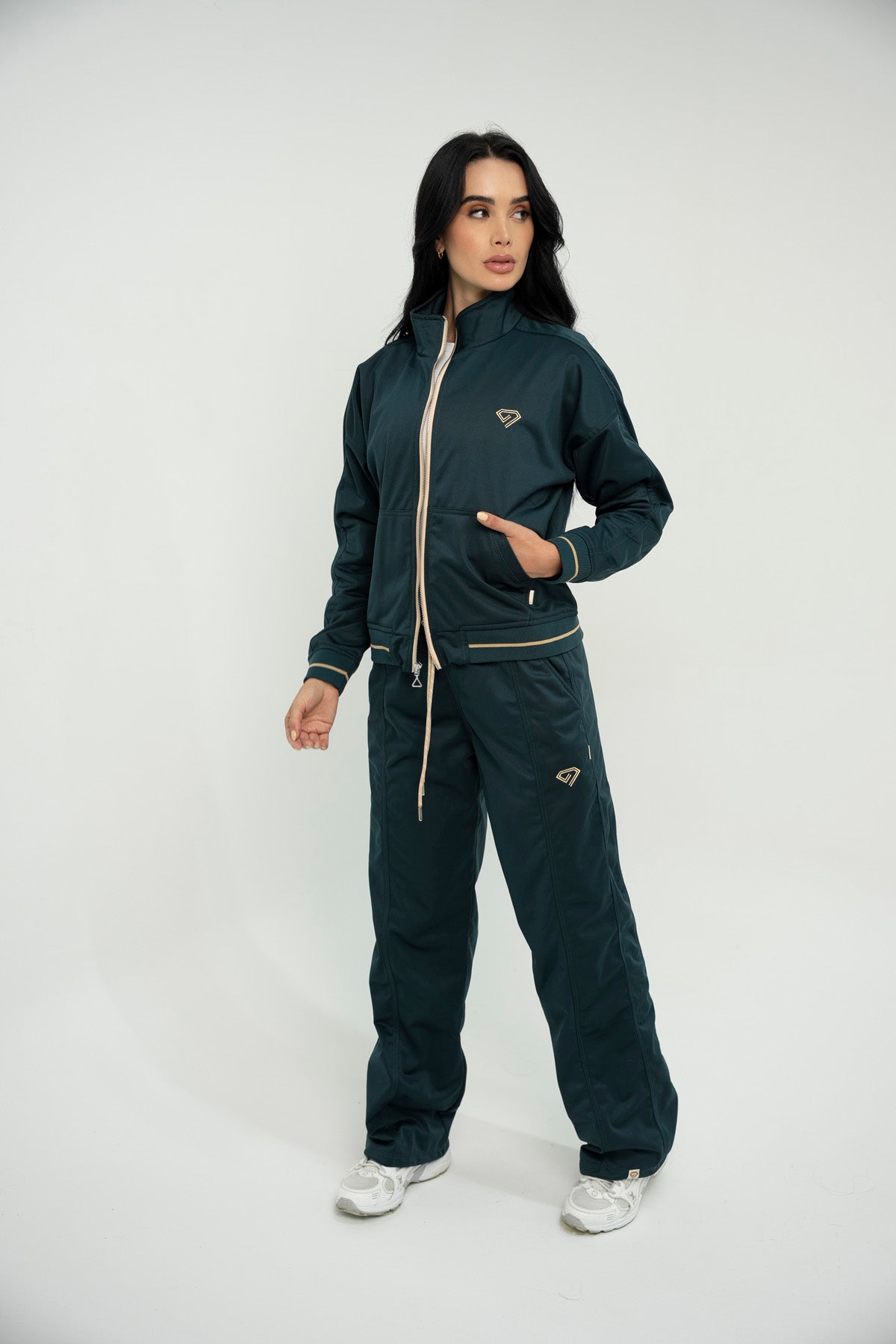 Set Bali Verde Esmeralda De Chaqueta y Sudadera Bota Recta