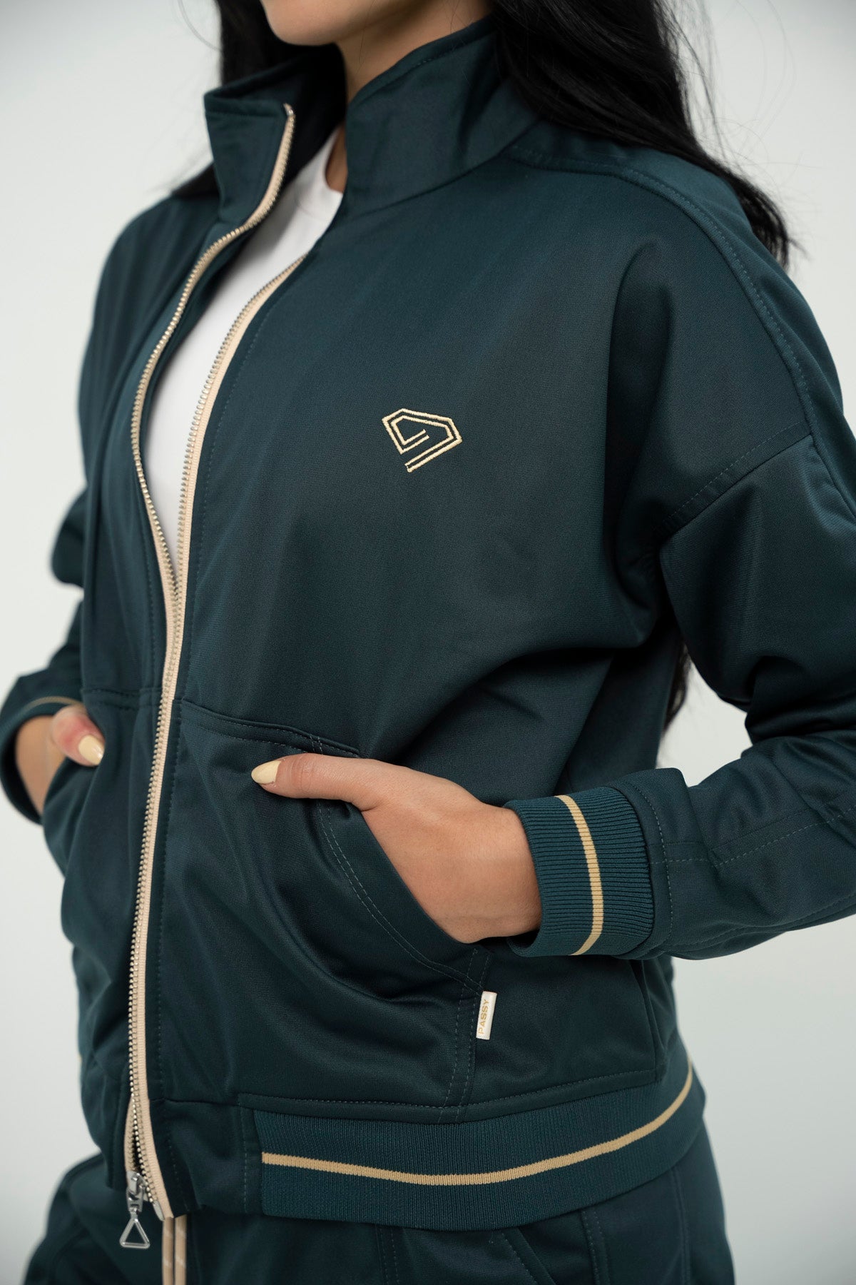 Set Bali Verde Esmeralda De Chaqueta y Sudadera Bota Recta