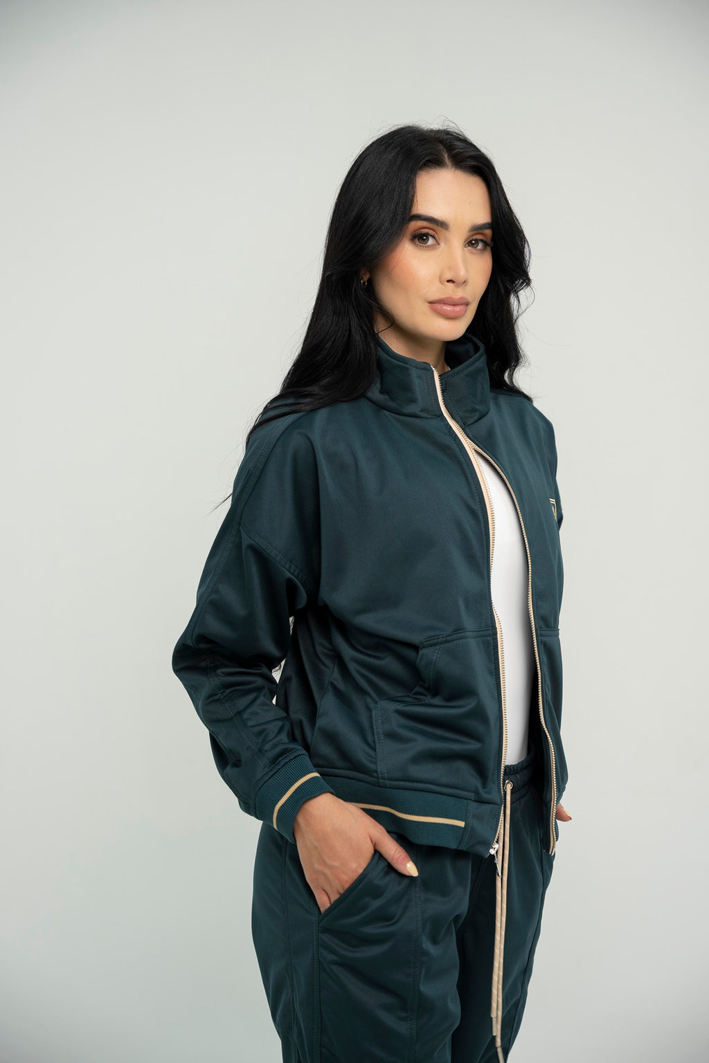 Chaqueta con Cremallera Bali Color Esmeralda