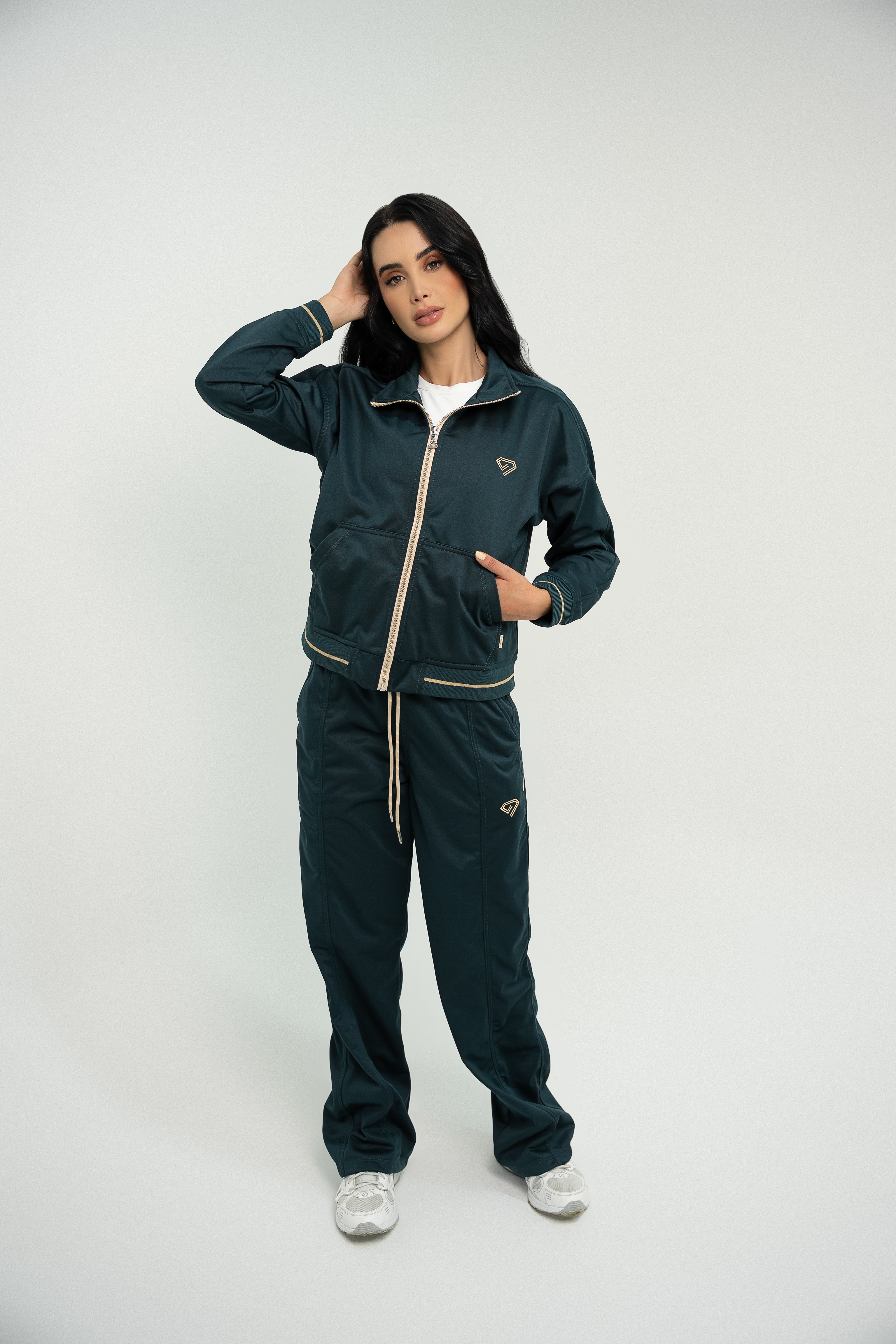 Set Bali Verde Esmeralda De Chaqueta y Sudadera Bota Recta