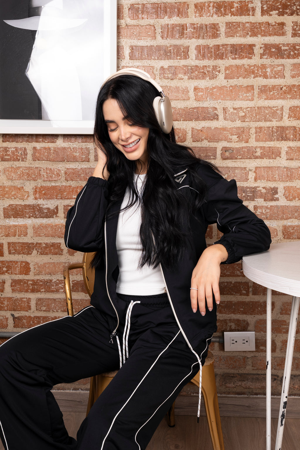 Set Élite Negro De Chaqueta y Sudadera Bota Recta