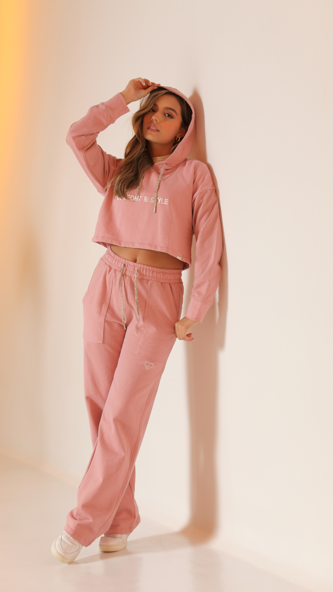 Set De Buzo Y Sudadera Bota Recta Color Rosado Para Mujer