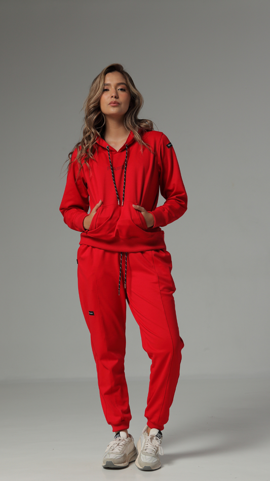 SET DE BUZO Y JOGGER COLOR ROJO PARA MUJER