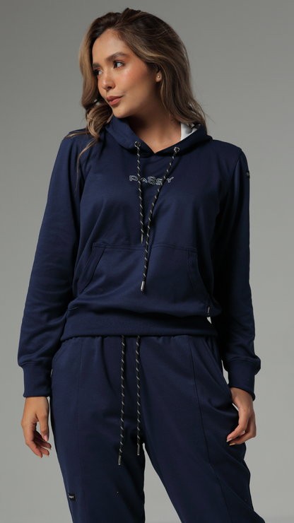 SET DE BUZO Y JOGGER COLOR AZUL OSCURO PARA MUJER
