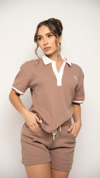 Set De Short Y Camiseta Para Mujer Color Café