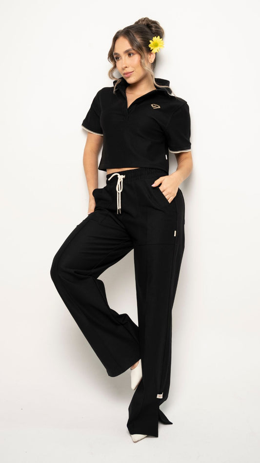 SET DE CAMISETA Y SUDADERA PARA MUJER COLOR NEGRO