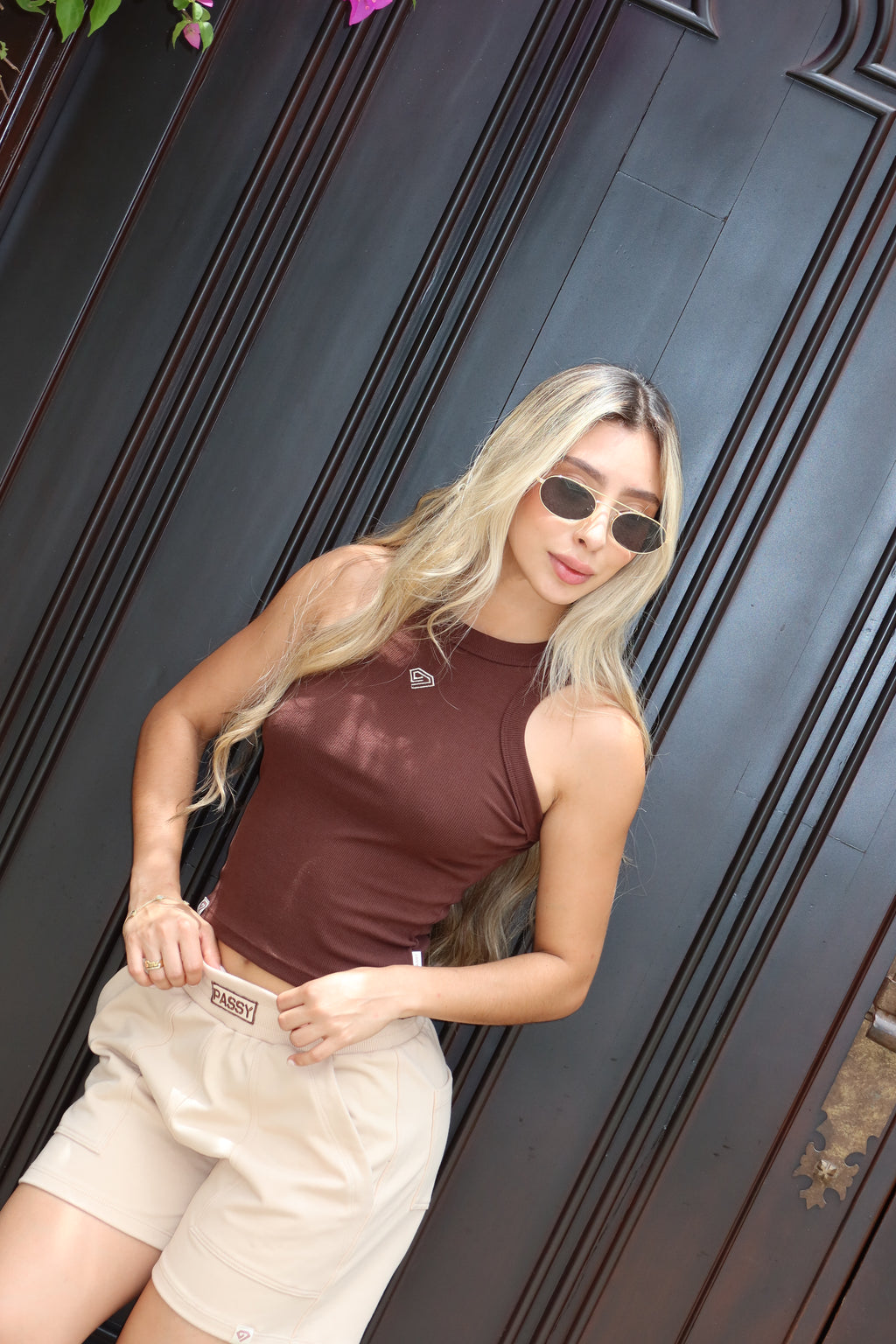 Set Short Nude y top Café